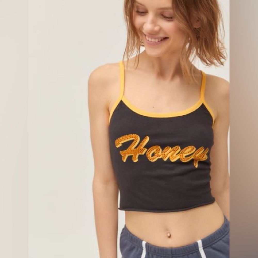 Urban Outfitters / Future State Honey Rhinestone Cropped Tank Top